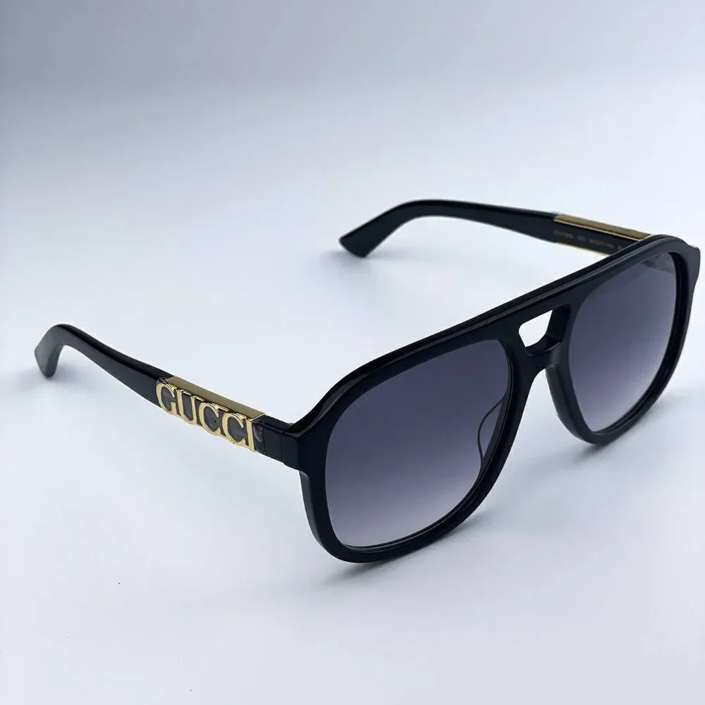NEW Gucci GG1188S 002 Black Grey Gradient Pilot Unisex Sunglasses